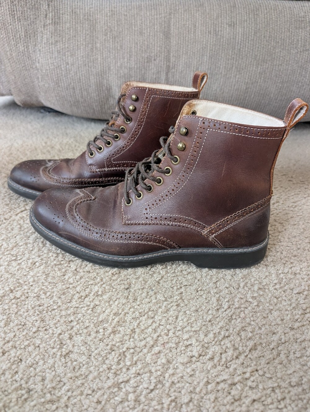G.H. Bass Billy brown leather wingtip brogue ankle boots